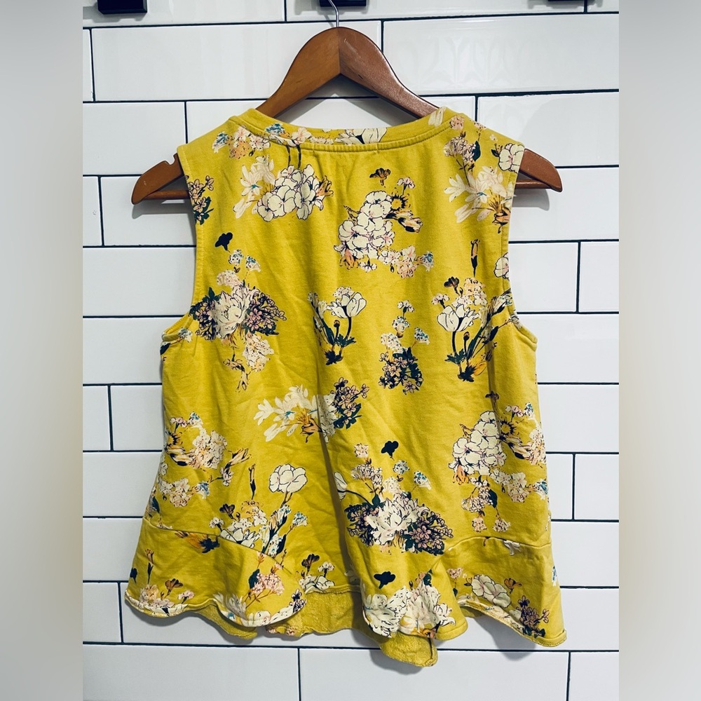Anthropologie Eva Franco yellow floral print Top M - Picture 8 of 8
